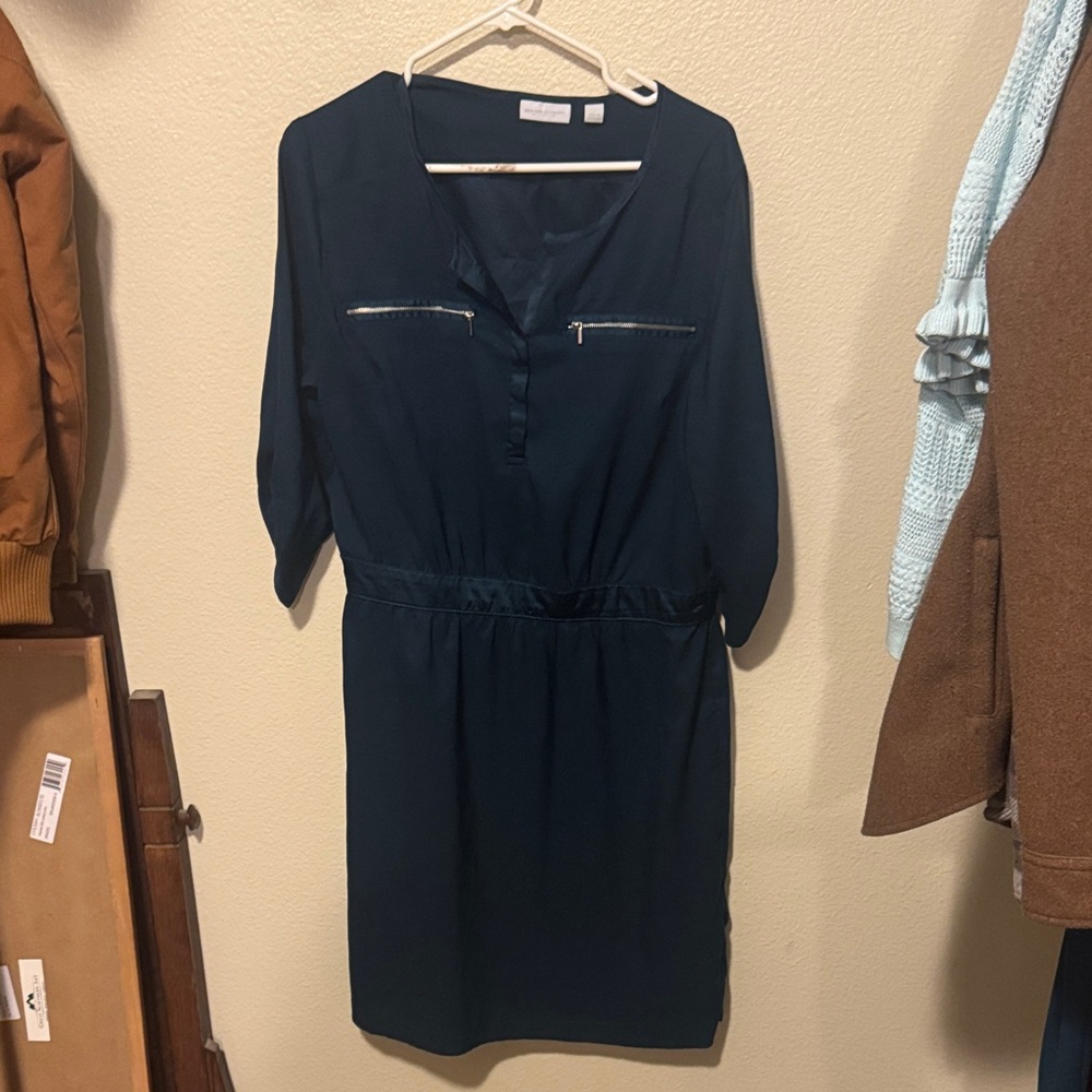 New York & Company Dark Teal Long Sleeve Dress
